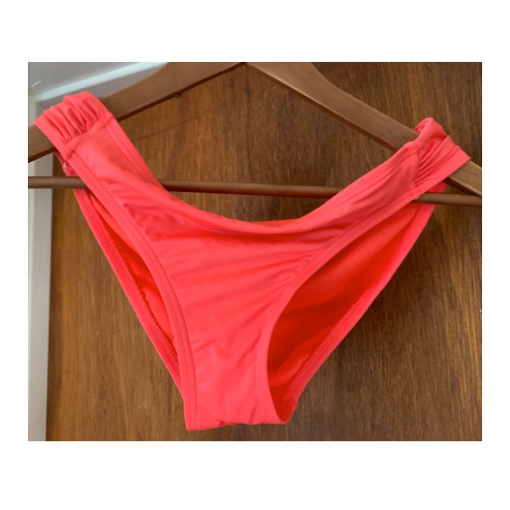 bar III Swim Bottoms Coral Rouched Sides